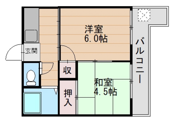 【広島市中区江波二本松のマンションの間取り】