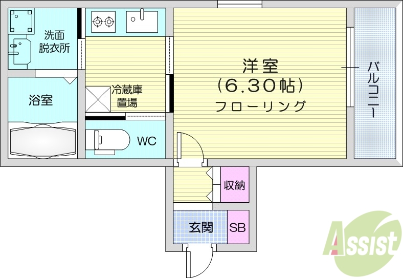 仙台市泉区黒松のアパートの間取り