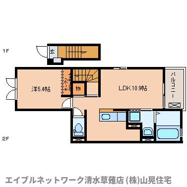 静岡市葵区瀬名のアパートの間取り