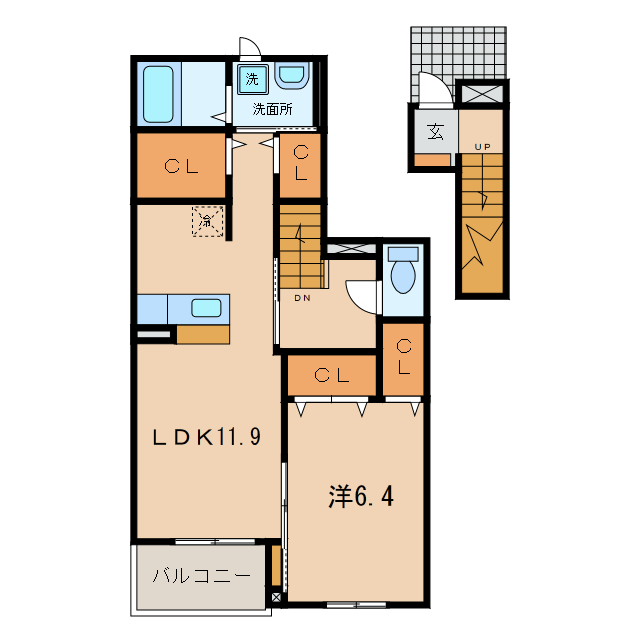 西尾市上矢田町のアパートの間取り