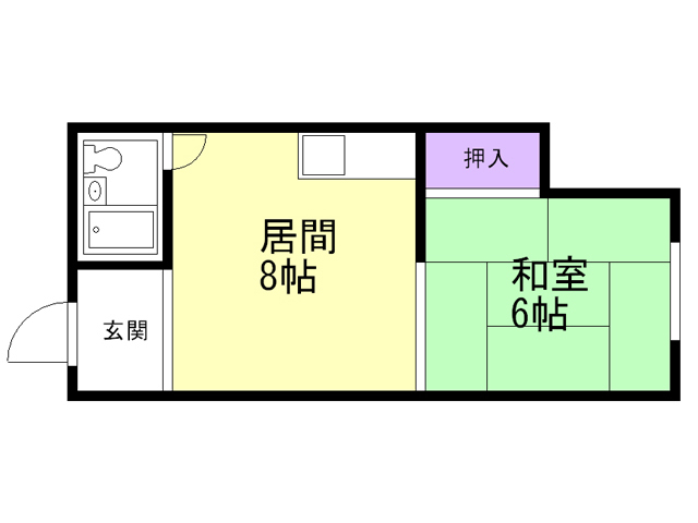 函館市白鳥町のアパートの間取り