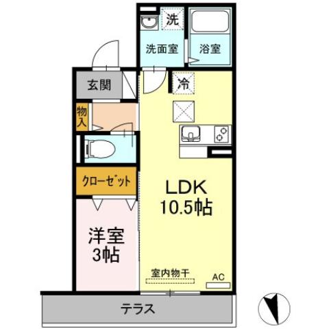 福山市港町のアパートの間取り