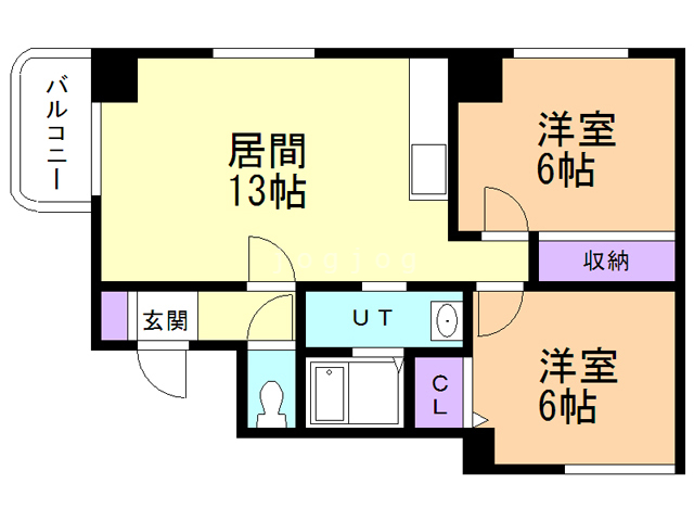 札幌市北区あいの里二条のマンションの間取り