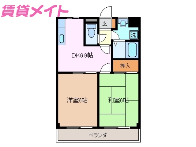 鈴鹿市平野町のアパートの間取り