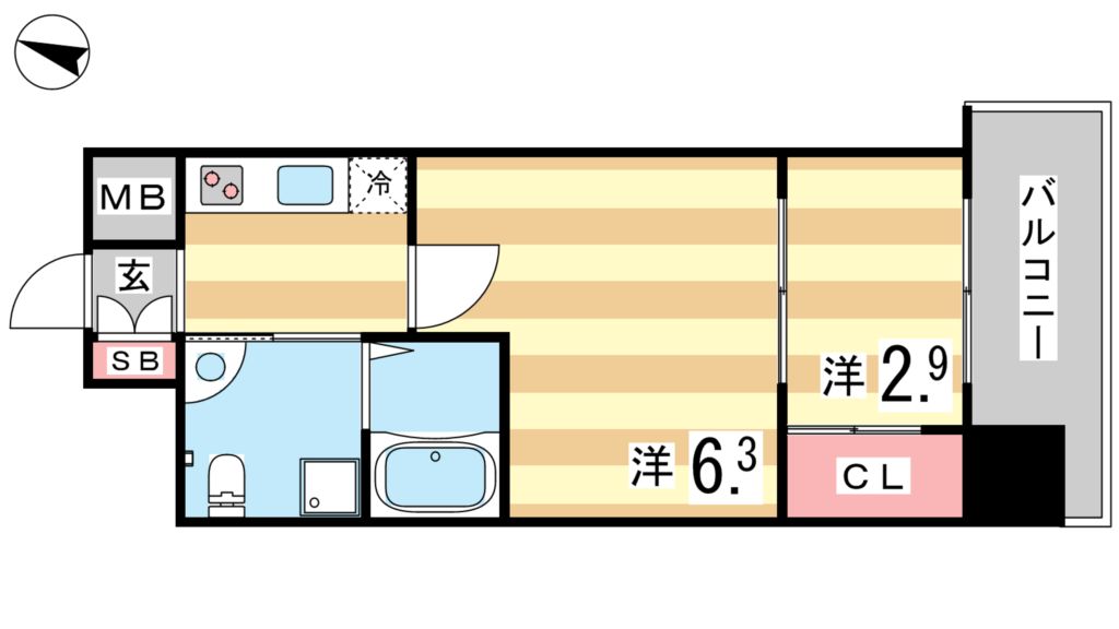 神戸市中央区吾妻通のマンションの間取り