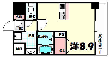 神戸市中央区宮本通のマンションの間取り