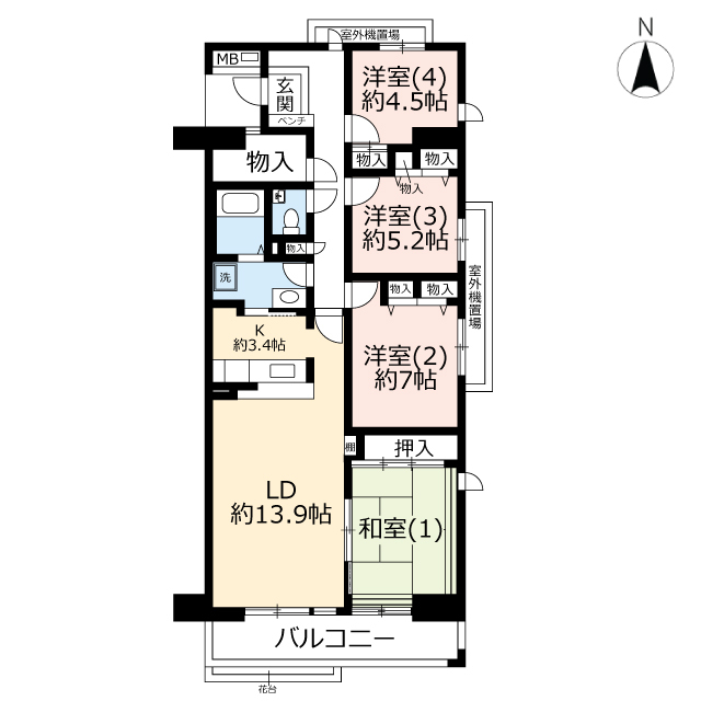 ＵＲあおば山の手台ヴェルディール奈良の間取り