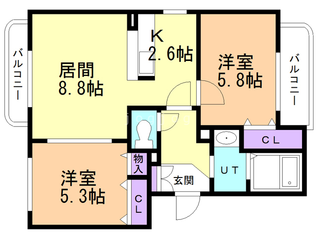 札幌市北区篠路八条のマンションの間取り