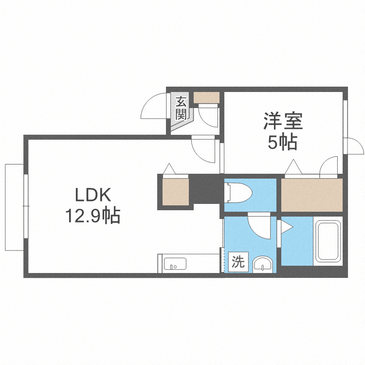 札幌市中央区南十七条西のアパートの間取り