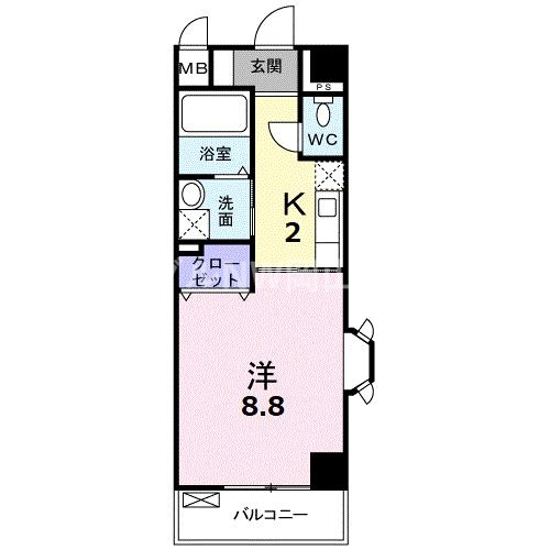 岡山市北区中山下のマンションの間取り