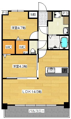 筑紫野市二日市西のマンションの間取り