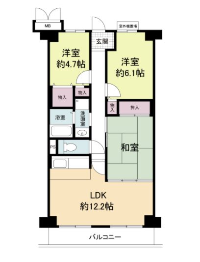 八尾市跡部本町のマンションの間取り