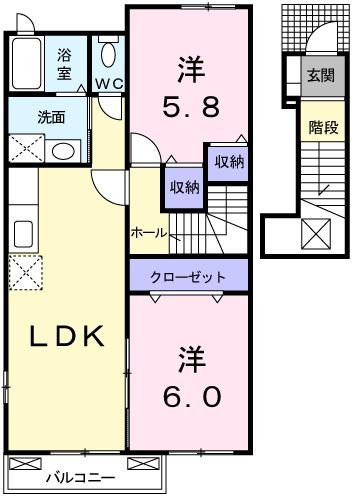 安芸高田市吉田町吉田のアパートの間取り