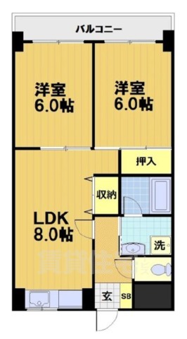 京都市南区吉祥院西浦町のマンションの間取り