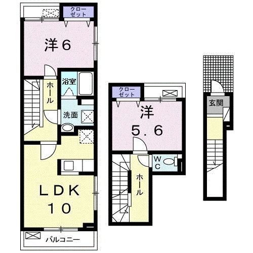 入間郡毛呂山町前久保南のアパートの間取り