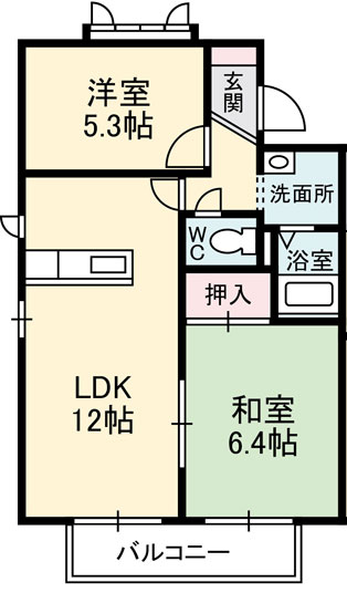 サニーズ福庭II　Ａ棟の間取り