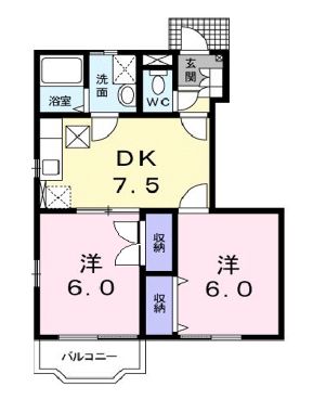 福山市新市町大字戸手のアパートの間取り