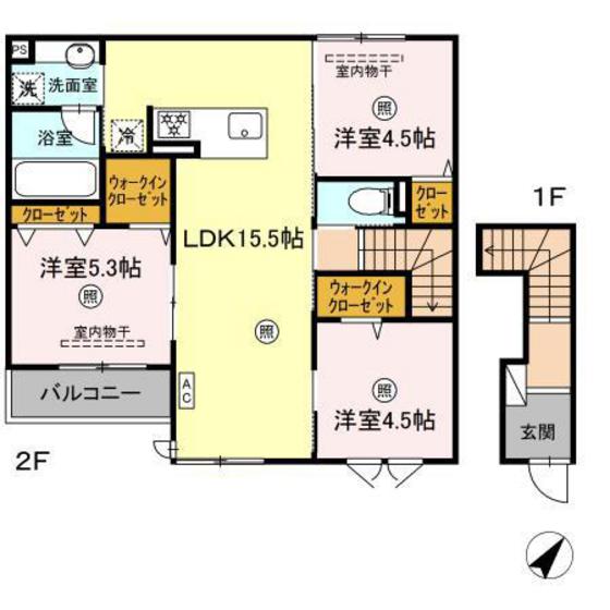 広島市安佐南区大塚西のアパートの間取り