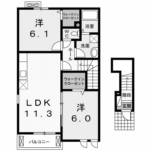 伊勢崎市西久保町のアパートの間取り