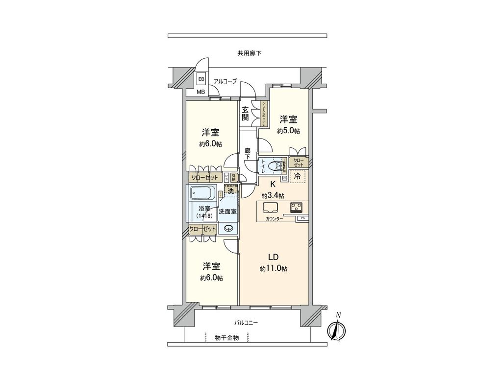 ロジュマンタワー梅田の間取り