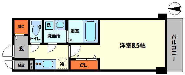 大阪市浪速区浪速東のマンションの間取り