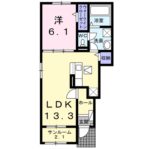 上益城郡益城町大字福富のアパートの間取り