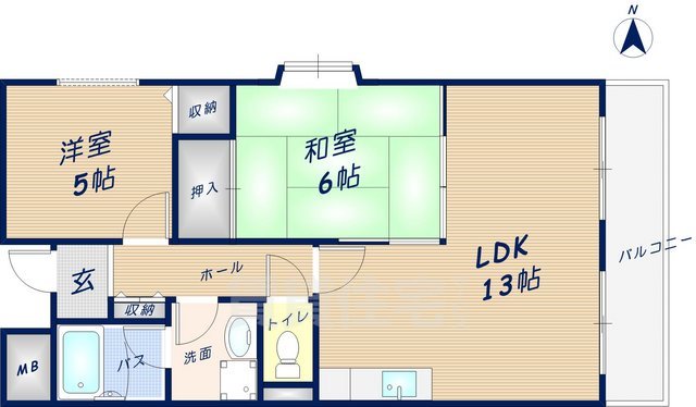 東大阪市弥生町のマンションの間取り