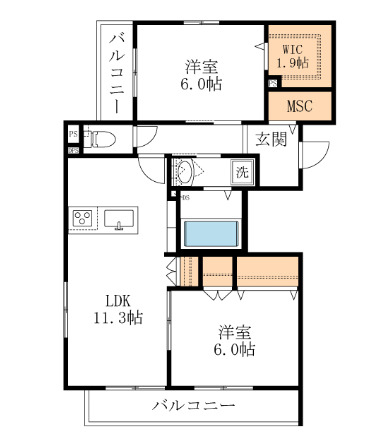 （仮称）北越谷4丁目メゾンの間取り