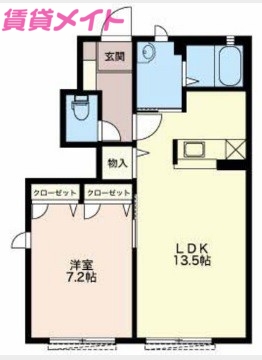 松阪市嬉野中川新町のアパートの間取り