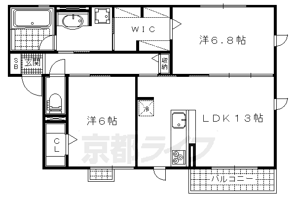 大津市下阪本のアパートの間取り