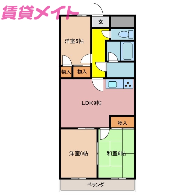 四日市市新正のマンションの間取り