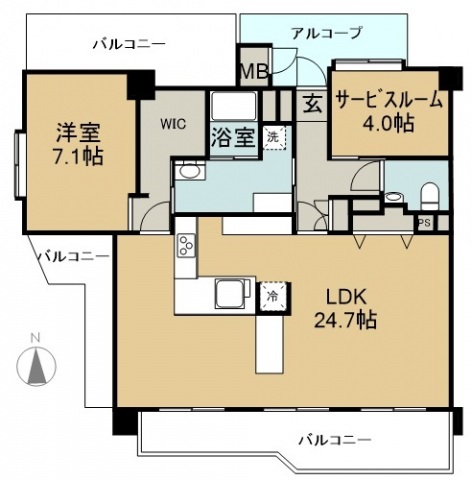 広島市西区己斐本町のマンションの間取り