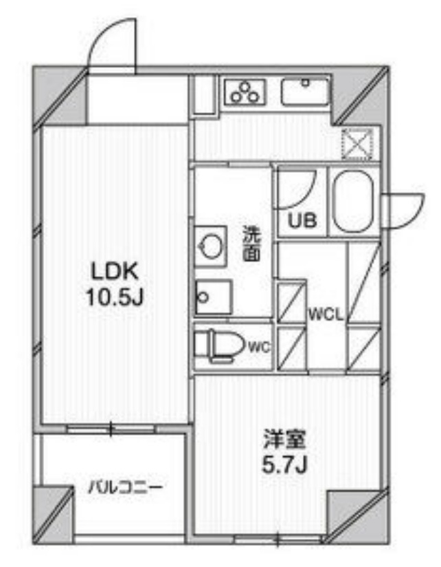 大阪市中央区久太郎町のマンションの間取り