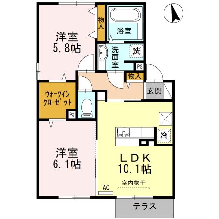 熊本県熊本市南区近見２（アパート）の賃貸物件の間取り