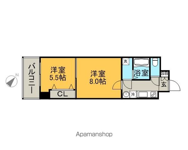 地下鉄七隈線 渡辺通駅 徒歩6分 15階建 築21年の間取り写真