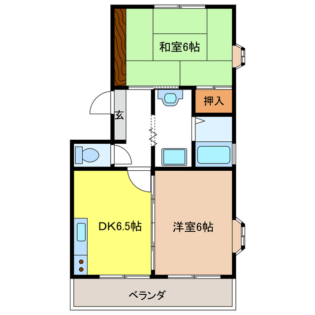 岐阜市南本荘二条通のマンションの間取り