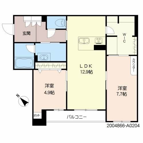 鹿児島市下荒田のマンションの間取り