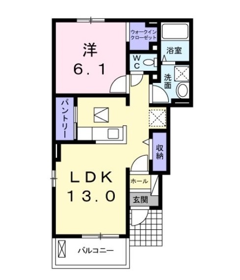 岡山市北区牟佐のアパートの間取り