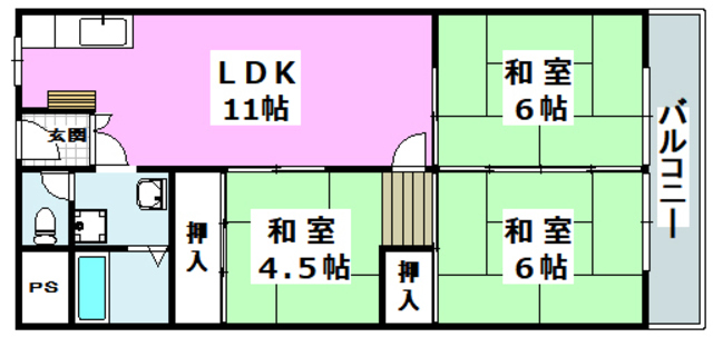 茨木市東太田のマンションの間取り