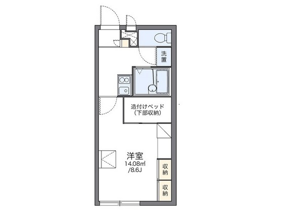 岡山市北区津島笹が瀬のアパートの間取り