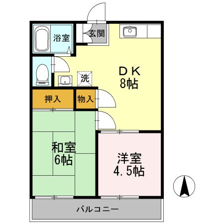 【中野区上鷺宮のアパートの間取り】