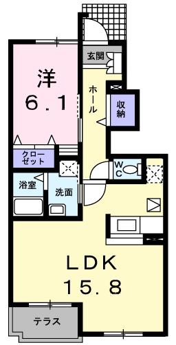 【西条市大町のアパートの間取り】