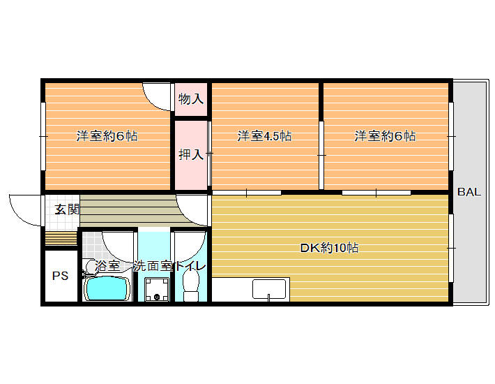 玉手山内外ハイツの間取り