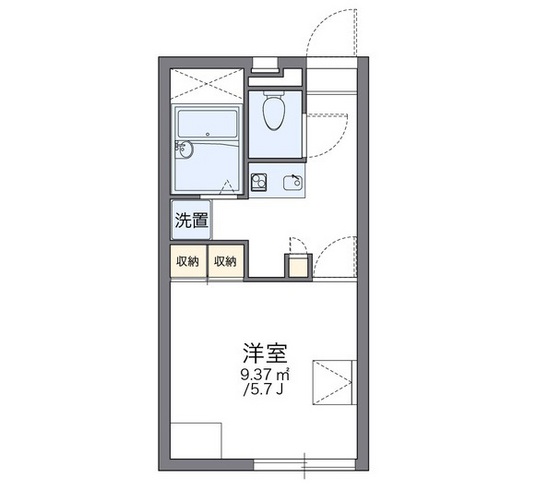 岡山市東区西大寺上のアパートの間取り