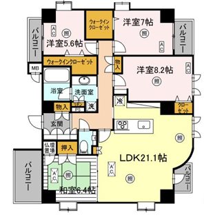 【新宿区西新宿のマンションの間取り】