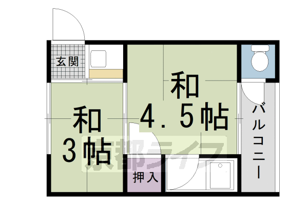 京都市左京区岩倉三宅町のアパートの間取り