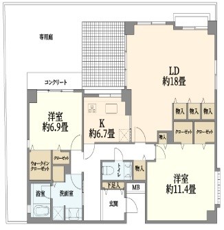 神戸市東灘区御影中町のマンションの間取り