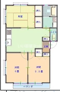 掛川市中のアパートの間取り