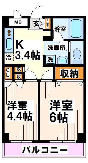 府中市西府町のマンションの間取り