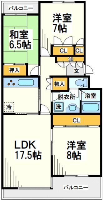 船橋市飯山満町のマンションの間取り